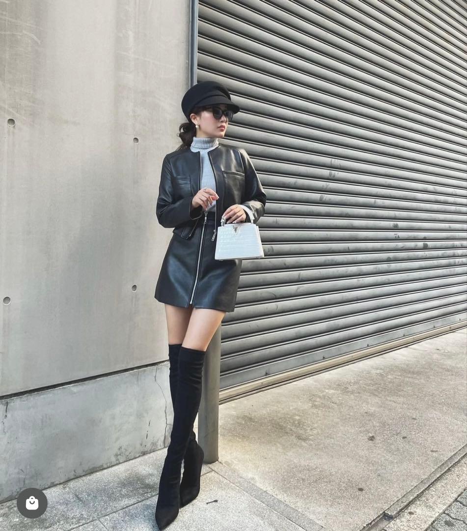 ❤︎♡Shéller ノーカラーライダースジャケット