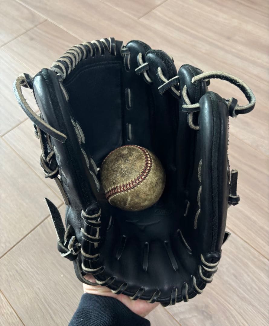 【美品】ミズノ グローバルエリート 軟式グローブ 投手用　黒