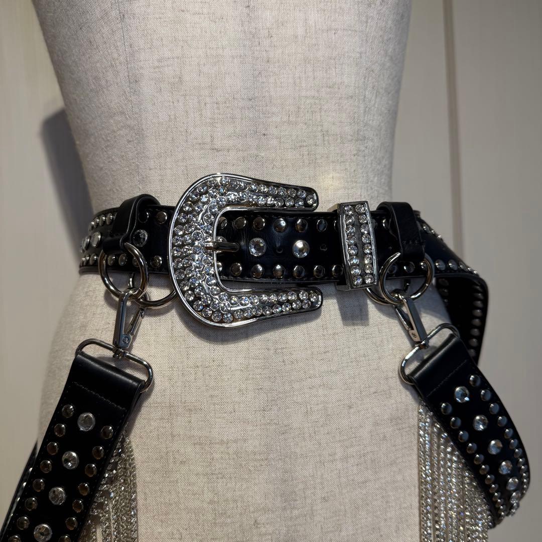【値下げ】ベルト ギラギラ キラキラ ラメ スタッズ ストーン ロック パンク