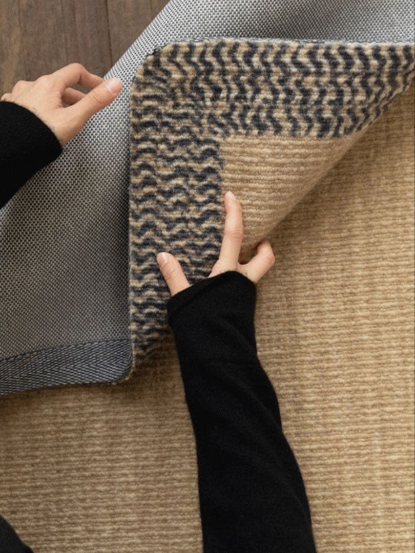 ニュージーランドウール ジュート 手織りラグ 1.4m×2m 北欧風 和モダン