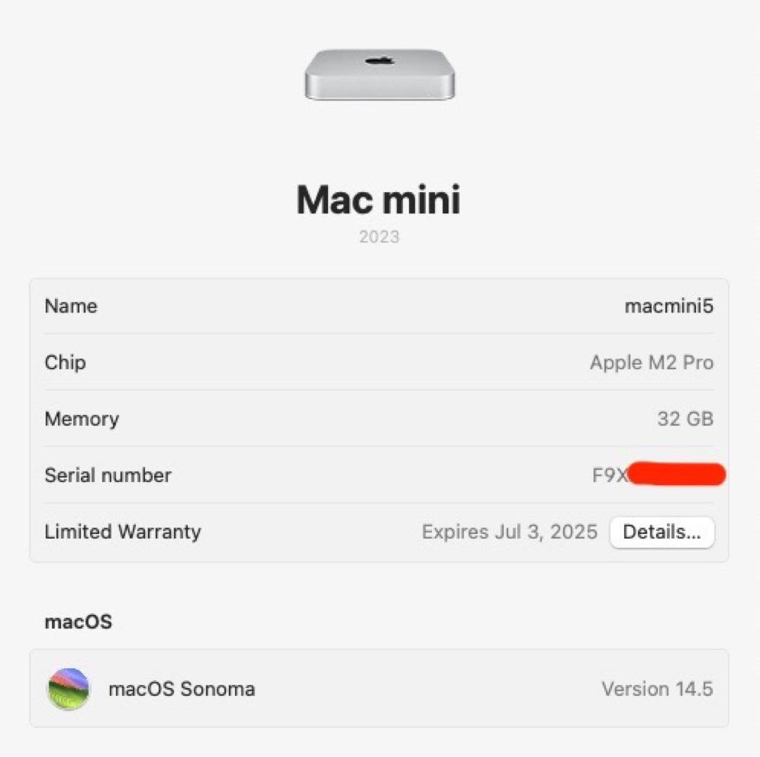 Macデスクトップ Mac mini M2 Pro 32GB 12CPU 19GPU 512GB