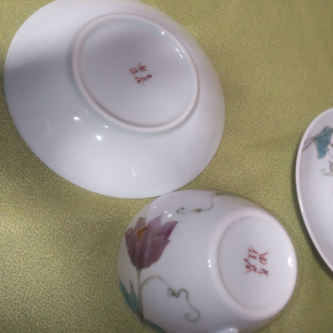 九谷焼 平野由佳 伝統工芸士 由佳 花 カップ&ソーサー 2客 レア 木箱