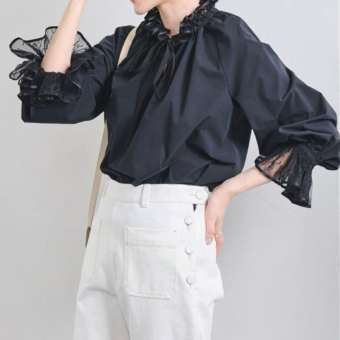 値下げ中 ユナイテッドアローズ レースプリーツ フリルブラウス