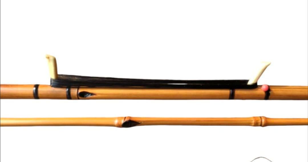 江戸和竿 【 竿勝作 】 布袋竹 中通し 手ばね ハゼ竿 2本継 希少 和竿