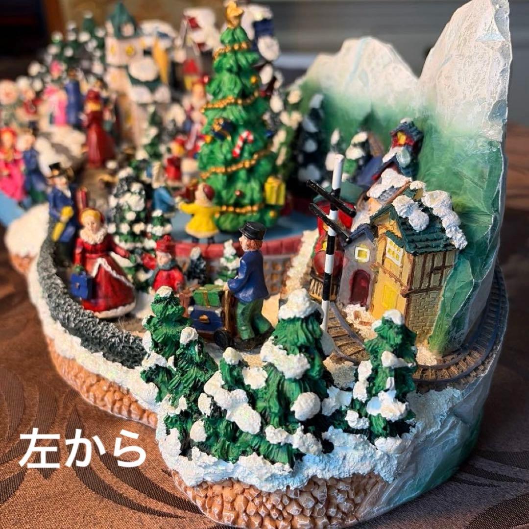 ークリスマスビレッジー 【極美品】 48cm特大輸入オブジェ オルゴール♪