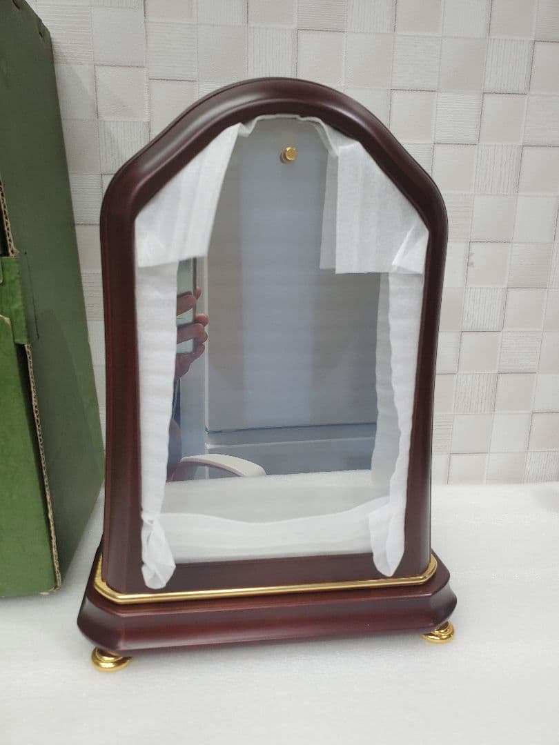 未使用電波 SEIKO EMBLEM ブラウン置時計