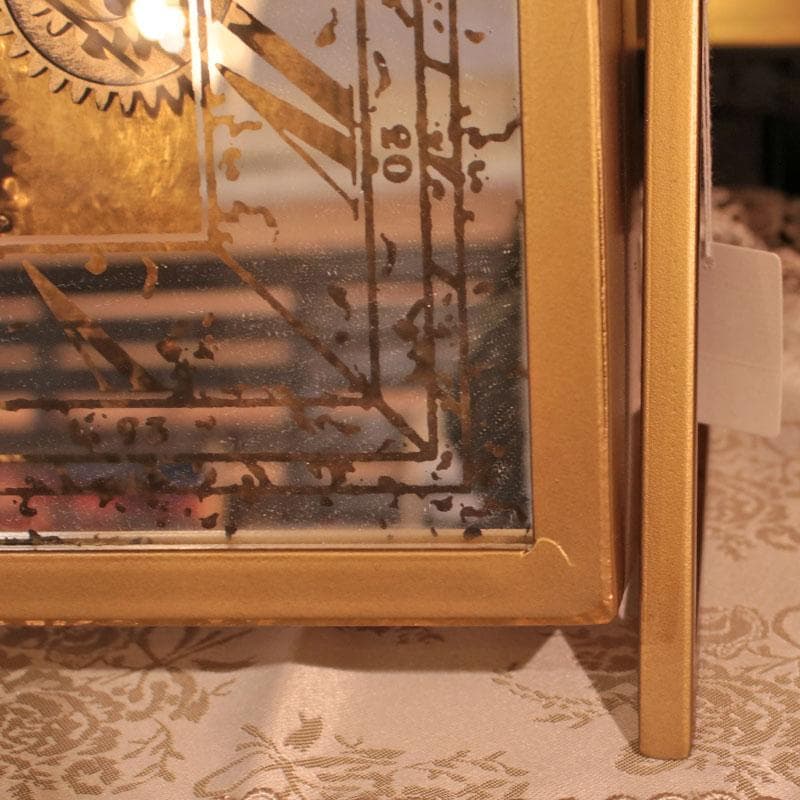 ゴールド ギアクロック 置き時計 ヴィンテージ風 スクエア 143-171