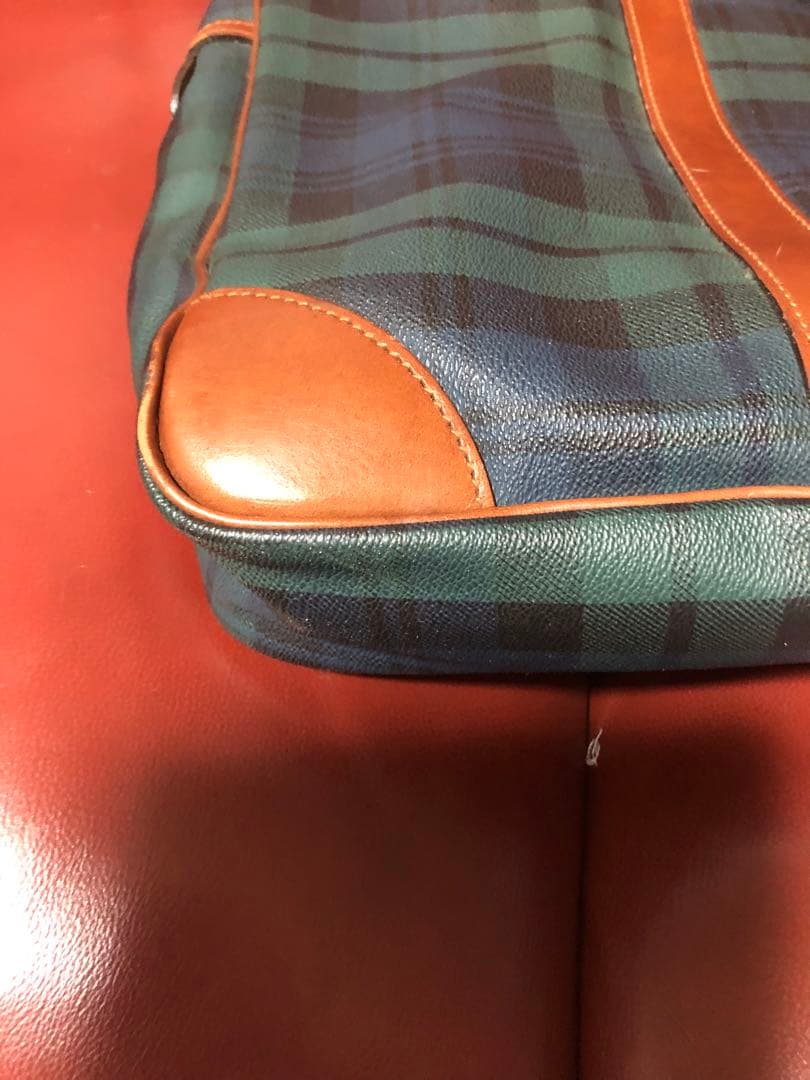 ラルフローレン ビジネスバッグ 緑のチェック柄