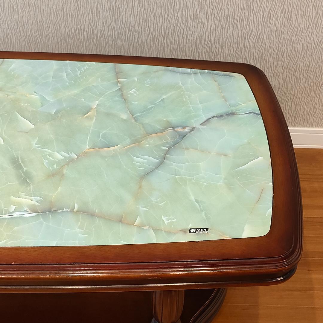 カリモク　ヴィンテージ　センターテーブル　大理石柄　木製