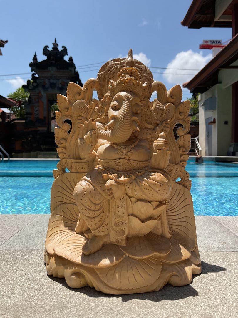 【新入荷】ガネーシャ像(夢をかなえる神様)Hiクオリティ木彫り 29cm