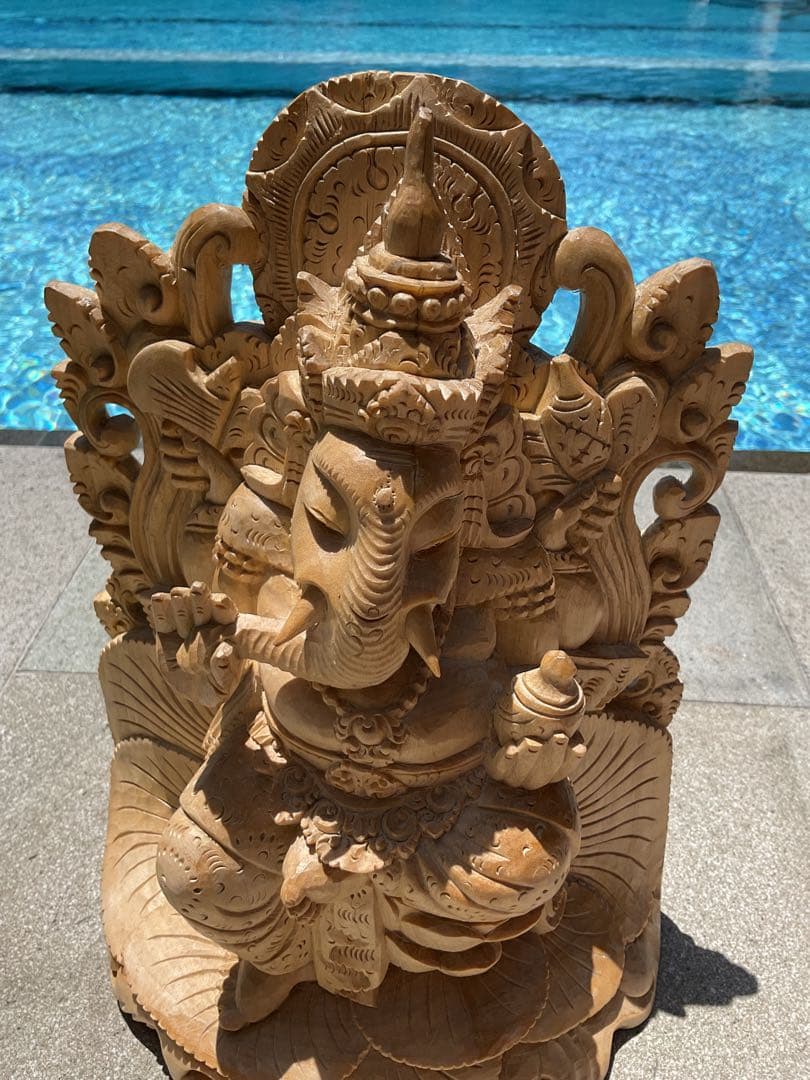 【新入荷】ガネーシャ像(夢をかなえる神様)Hiクオリティ木彫り 29cm