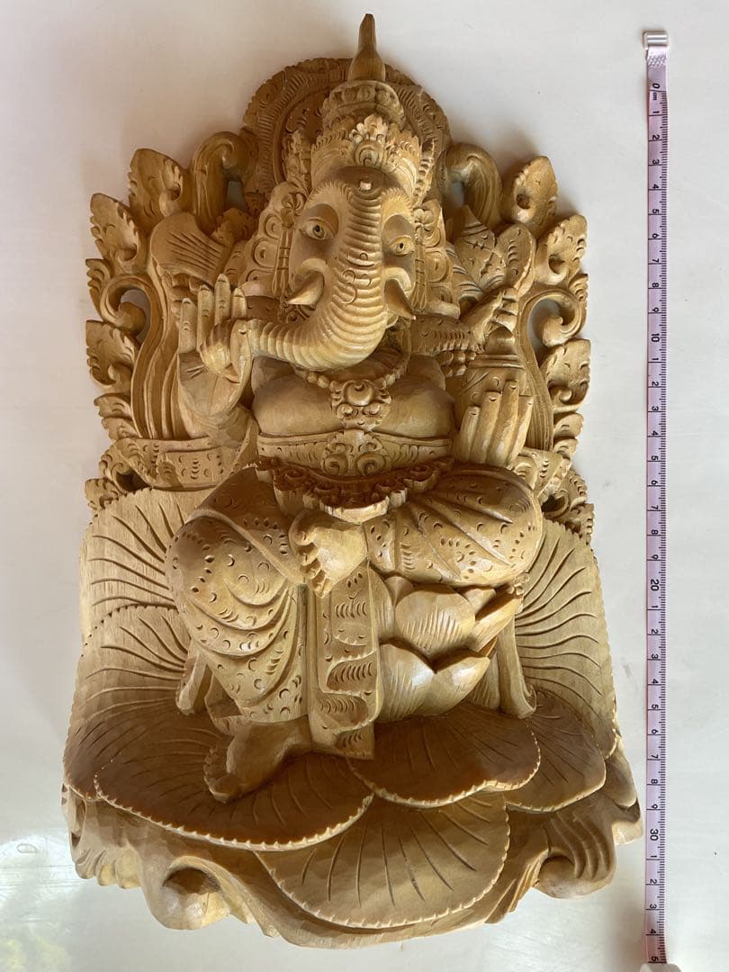 【新入荷】ガネーシャ像(夢をかなえる神様)Hiクオリティ木彫り 29cm