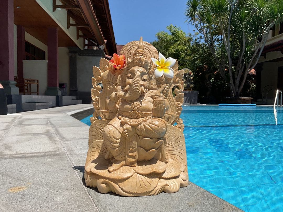 【新入荷】ガネーシャ像(夢をかなえる神様)Hiクオリティ木彫り 29cm