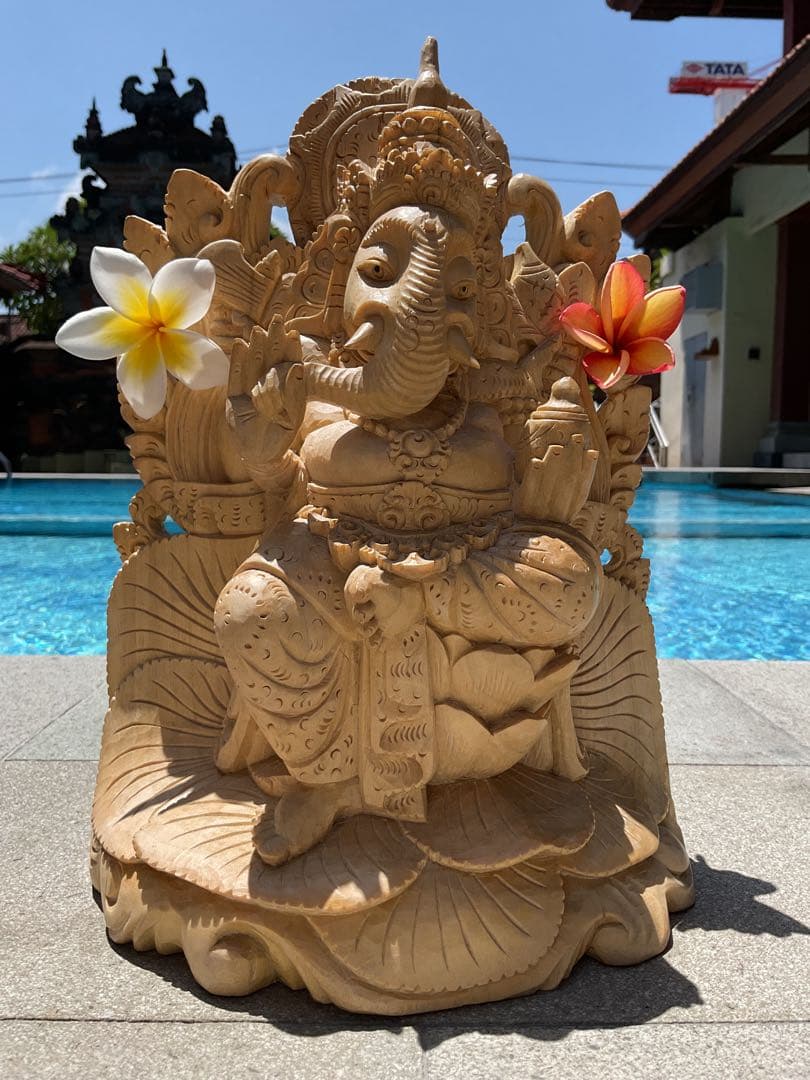 【新入荷】ガネーシャ像(夢をかなえる神様)Hiクオリティ木彫り 29cm