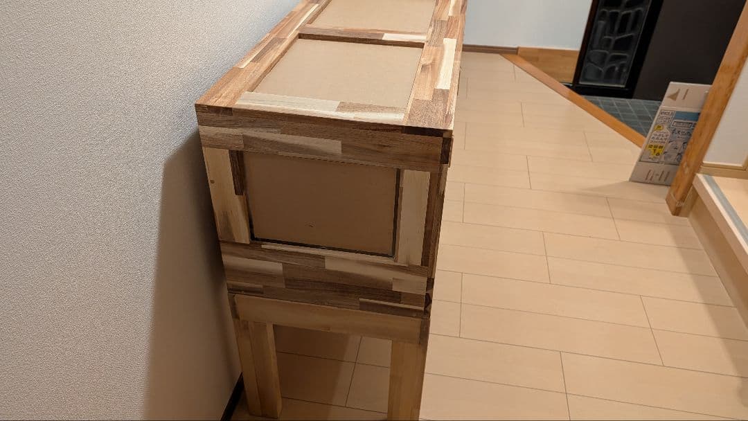 アカシア集成材15ミリ幅90縦45奥行45蜜蝋オイル仕上げ