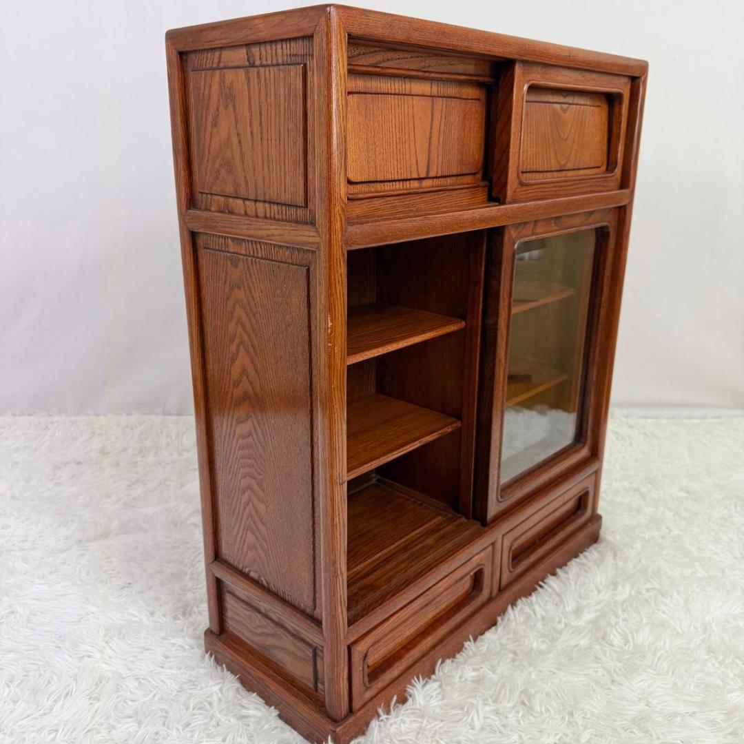 【高級】茶箪笥 欅 昭和レトロ 茶棚 和家具 収納家具 飾り棚　822-6