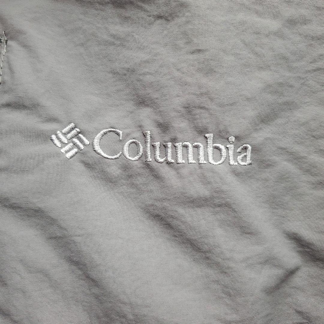 HA197☆コロンビア☆ジップアップナイロンジャケット☆ロゴ刺繍☆グレー☆XL