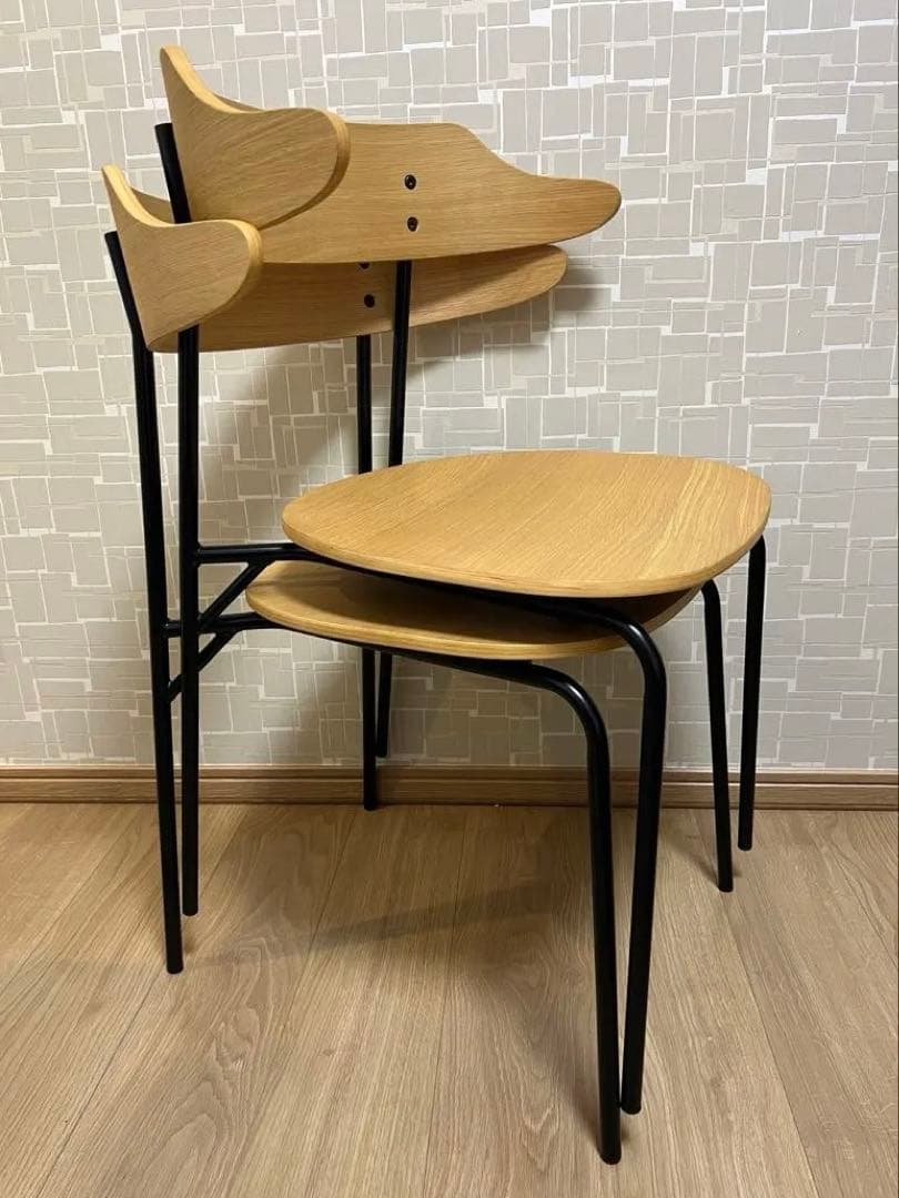 美品 KANADEMONO ダイニングチェア 2脚セット オーク材 椅子 チェア