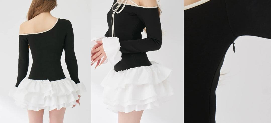 ダーリッチ darich デザインネックリボンミニワンピース ブラック FREE