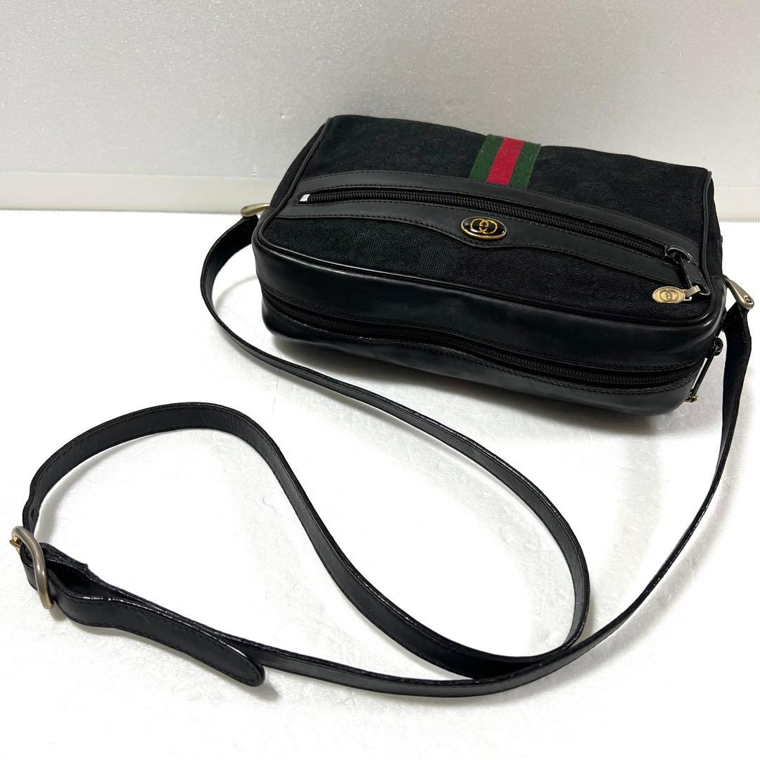 【良品】GUCCI グッチ シェリーライン ショルダーバッグ gg ブラック