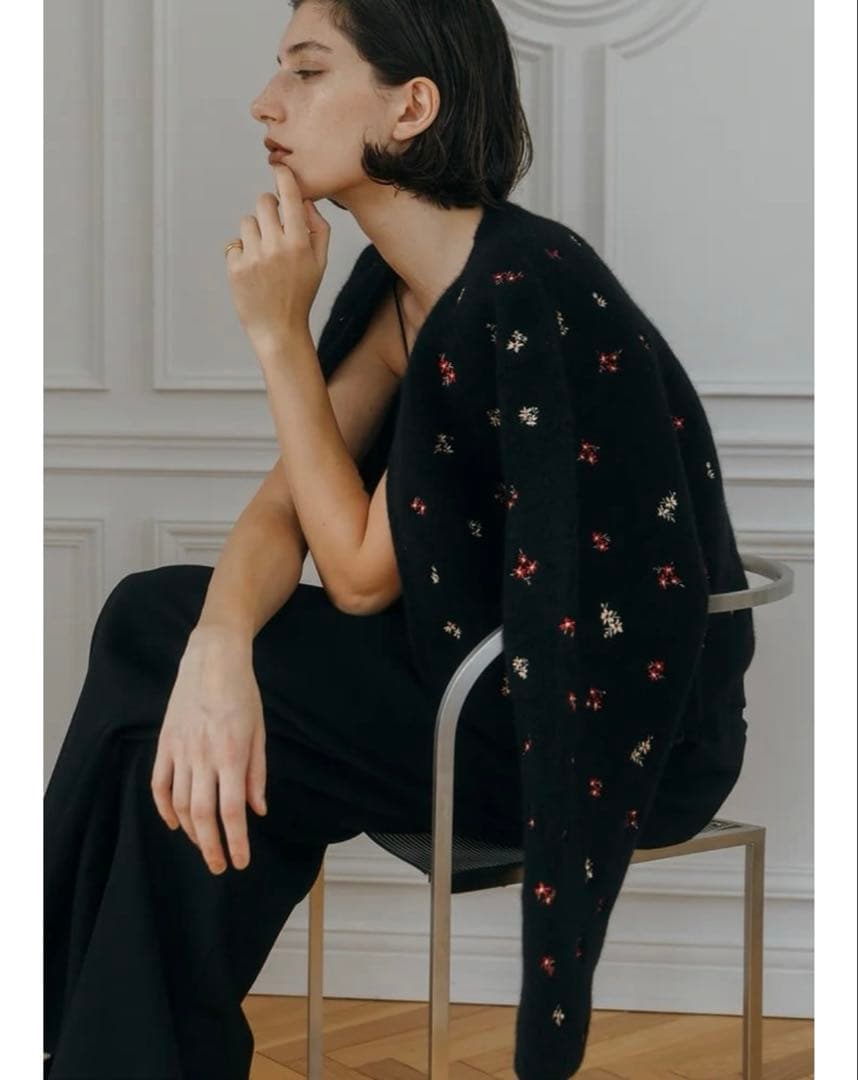 トップス CREDONA FLOWER EMBROIDERY KNIT JACKET