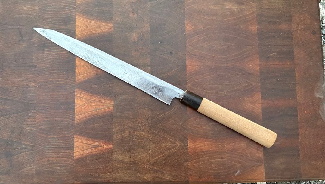 正本　切付　柳刃　7寸　210mm 包丁　白鋼　和包丁　刺身　水牛柄　研ぎ済