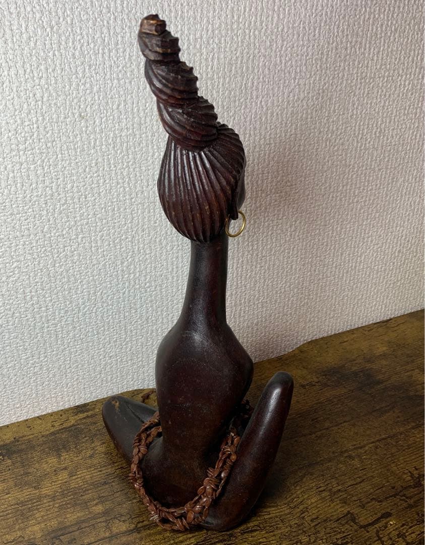 E-4 【希少】アフリカン プリミティブ アート 木彫り彫像 女性像 エスニック