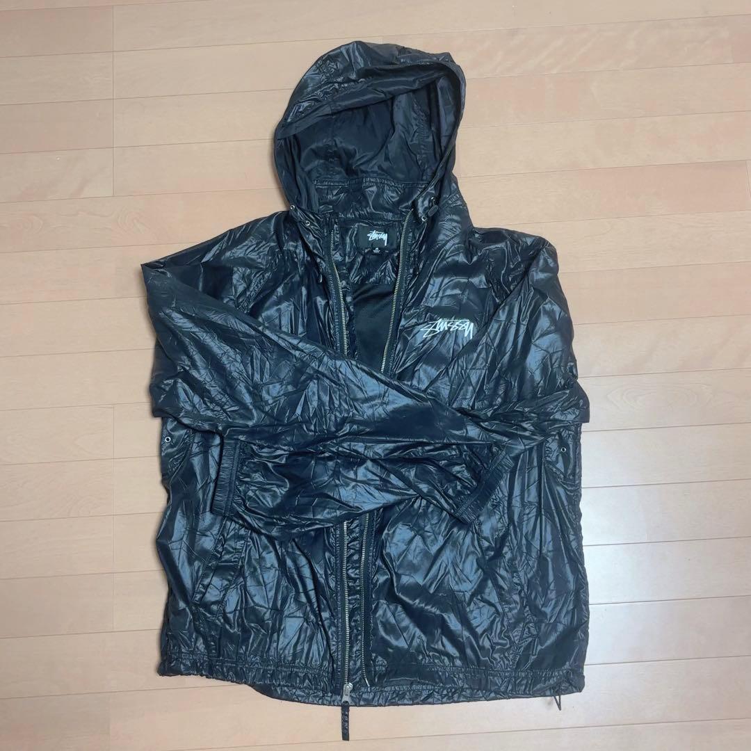 Stussy シェルジャケット ブラック シワ加工