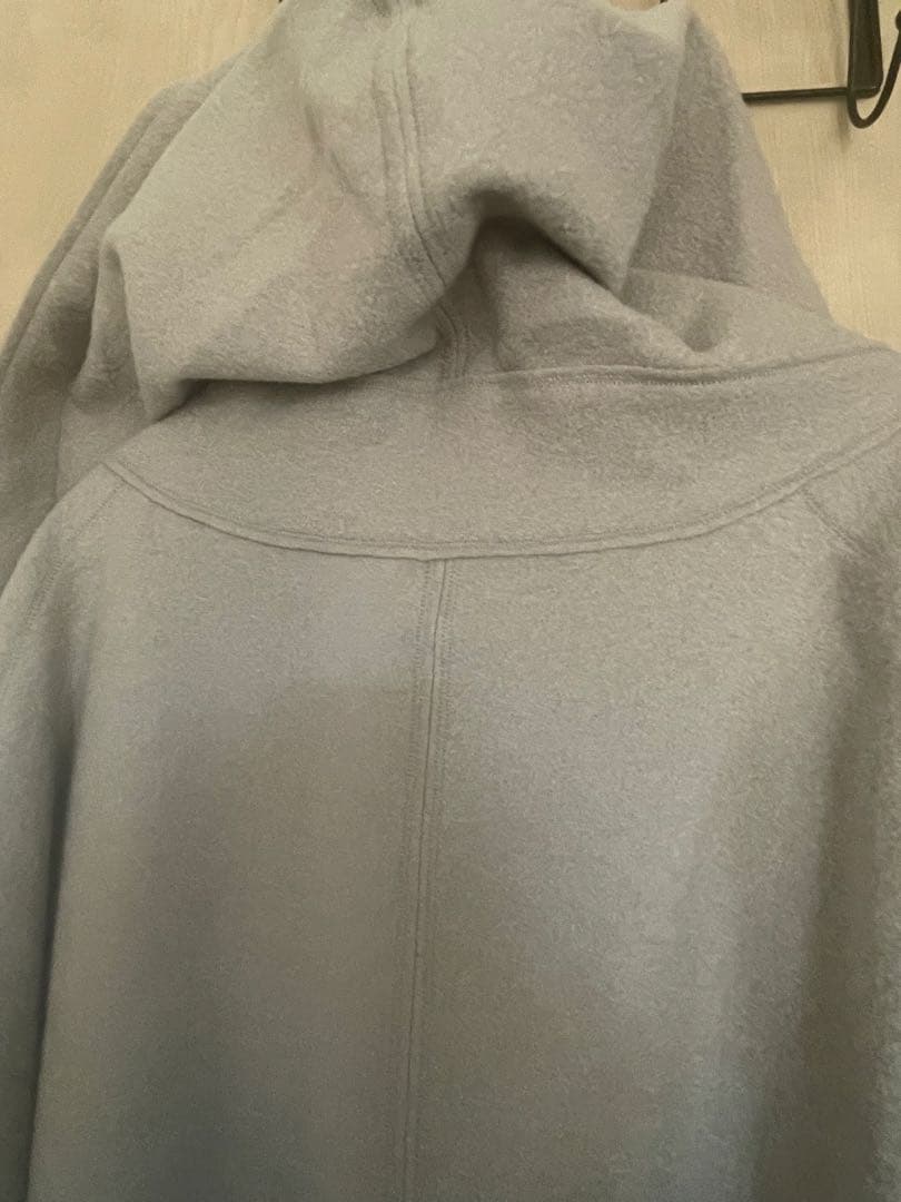 denierベージュ系 フード付きロングコート