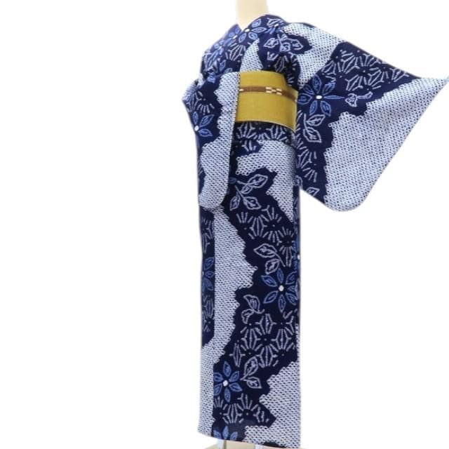 専用Y3487◆有松鳴海絞り 居敷当て付 手縫い仕立て ワイドサイズ 高級浴衣