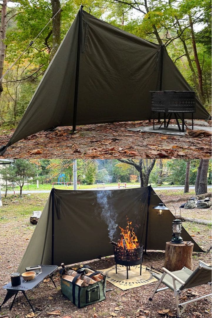 新品 未使用 FUTURE FOX 焚き火 陣幕 オリーブ TC素材