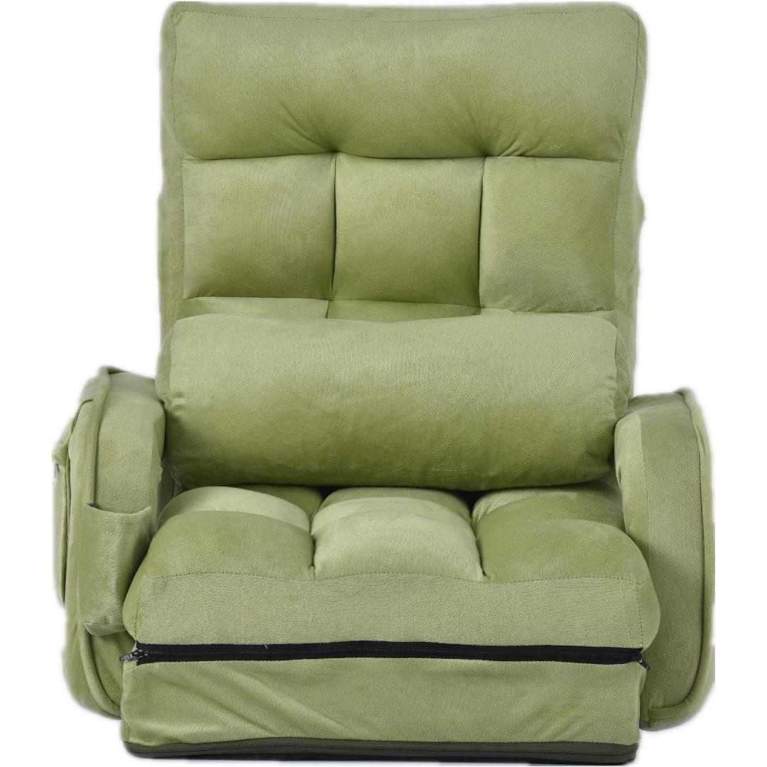 座椅子 リクライニング 14段ギア リクライニングチェアー 【グリーン】