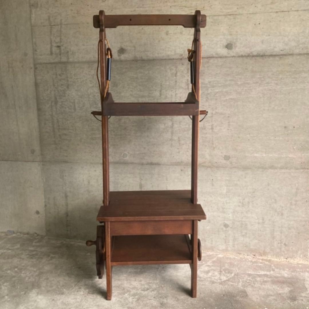 オールドカリモク ラック キャビネット 飾り棚 滑車 木製 レア 希少 レトロ