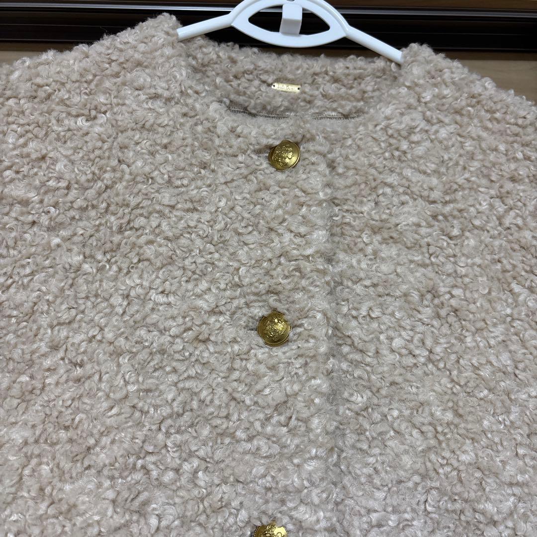 ミラオーウェン 金釦ノーカラーコンパクトボアジャケット 0サイズ