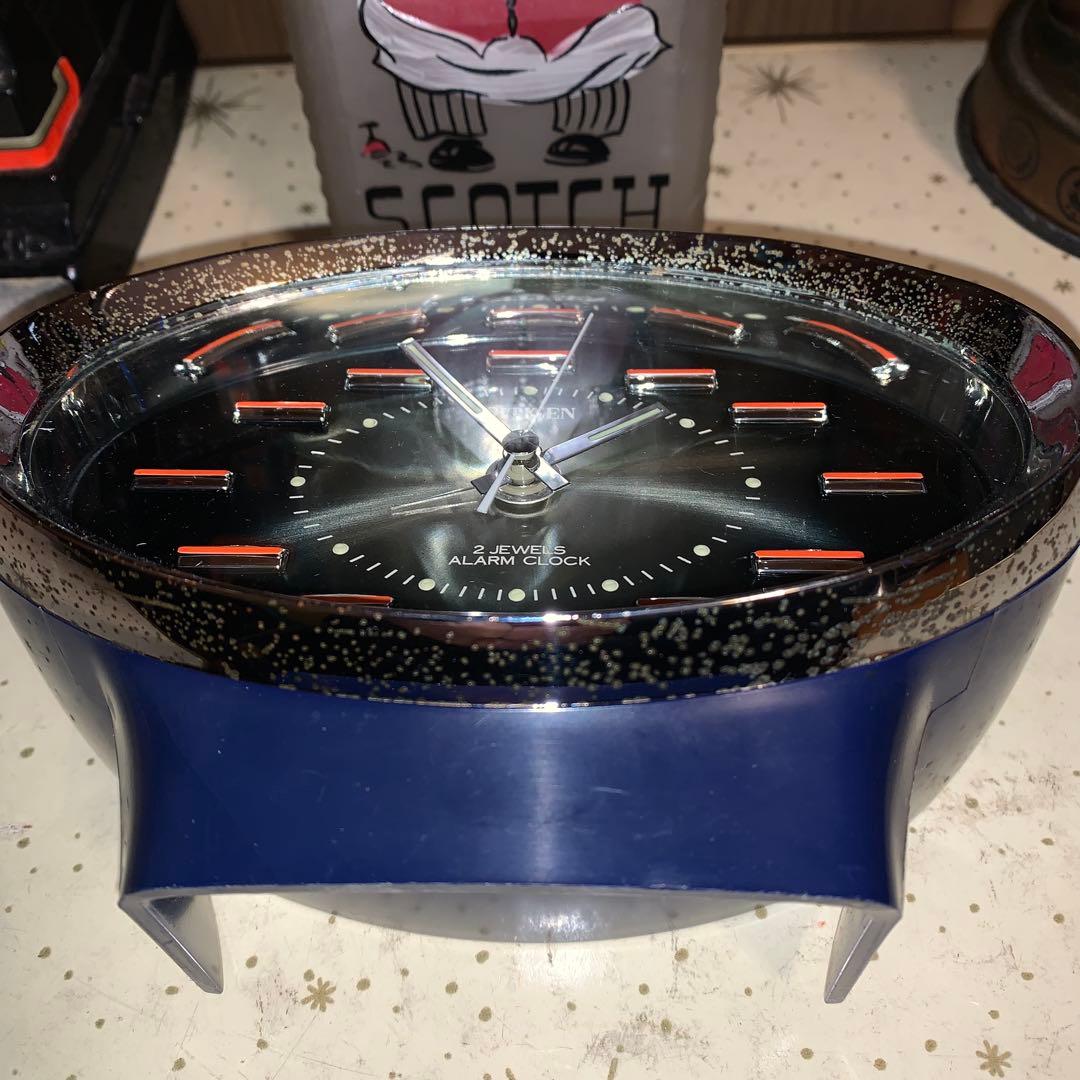 昭和レトロ　動作品　CITIZEN シチズン ゼンマイ時計　スペースエイジ