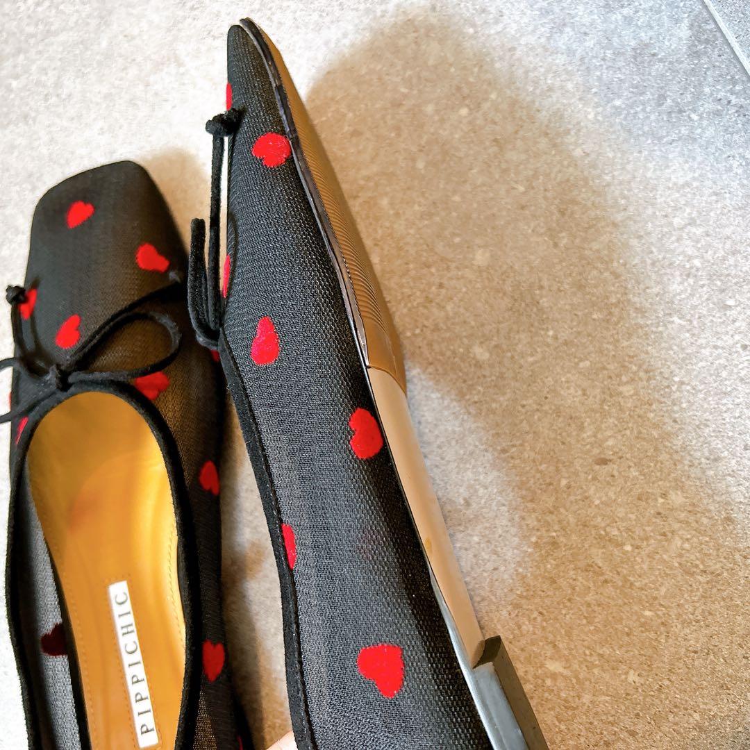 今期モデル PIPPICHIC ハート柄フラットシューズ　37