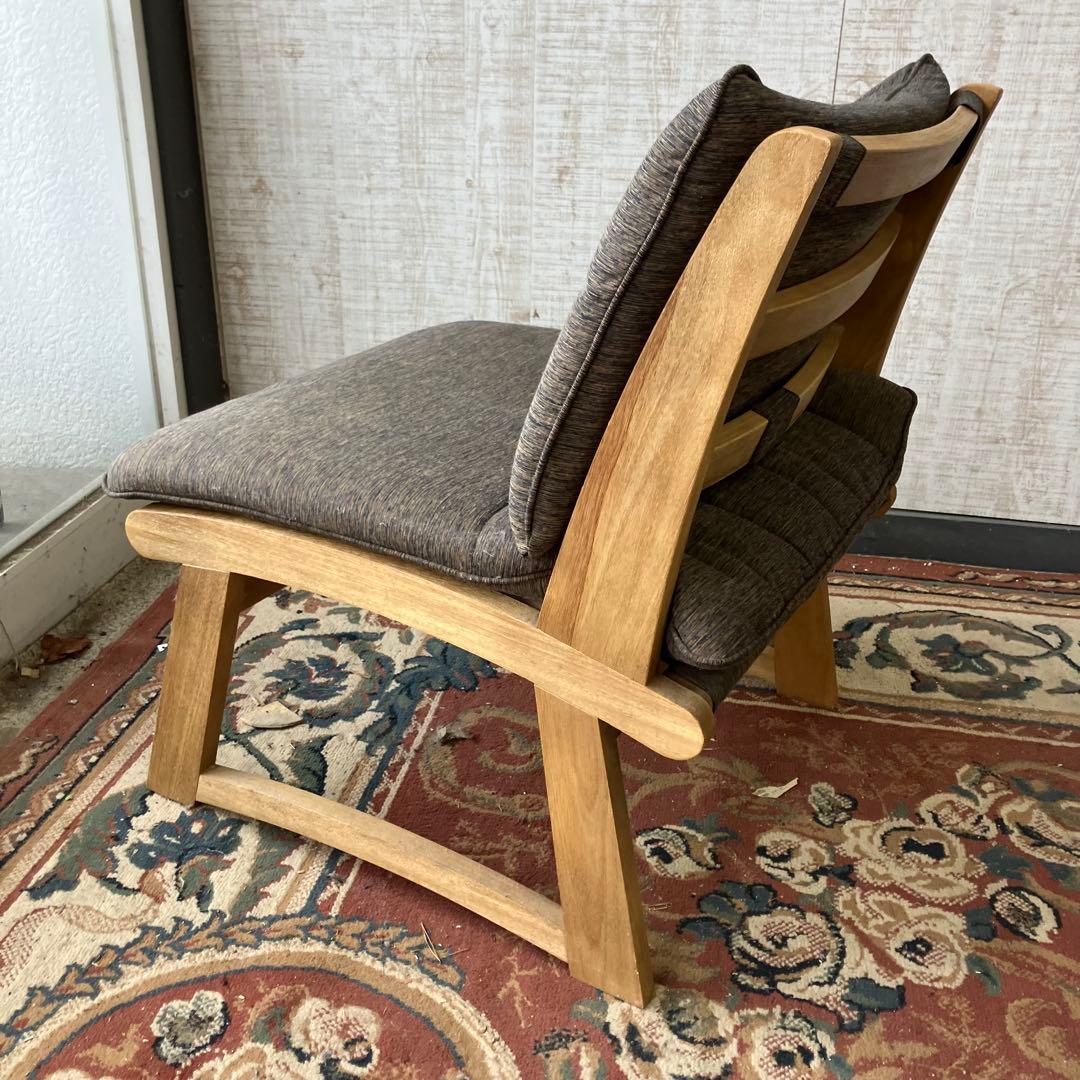 ① 北欧レトロ ミキモク 雅 木製フレーム アームレスチェア 一人掛けソファー