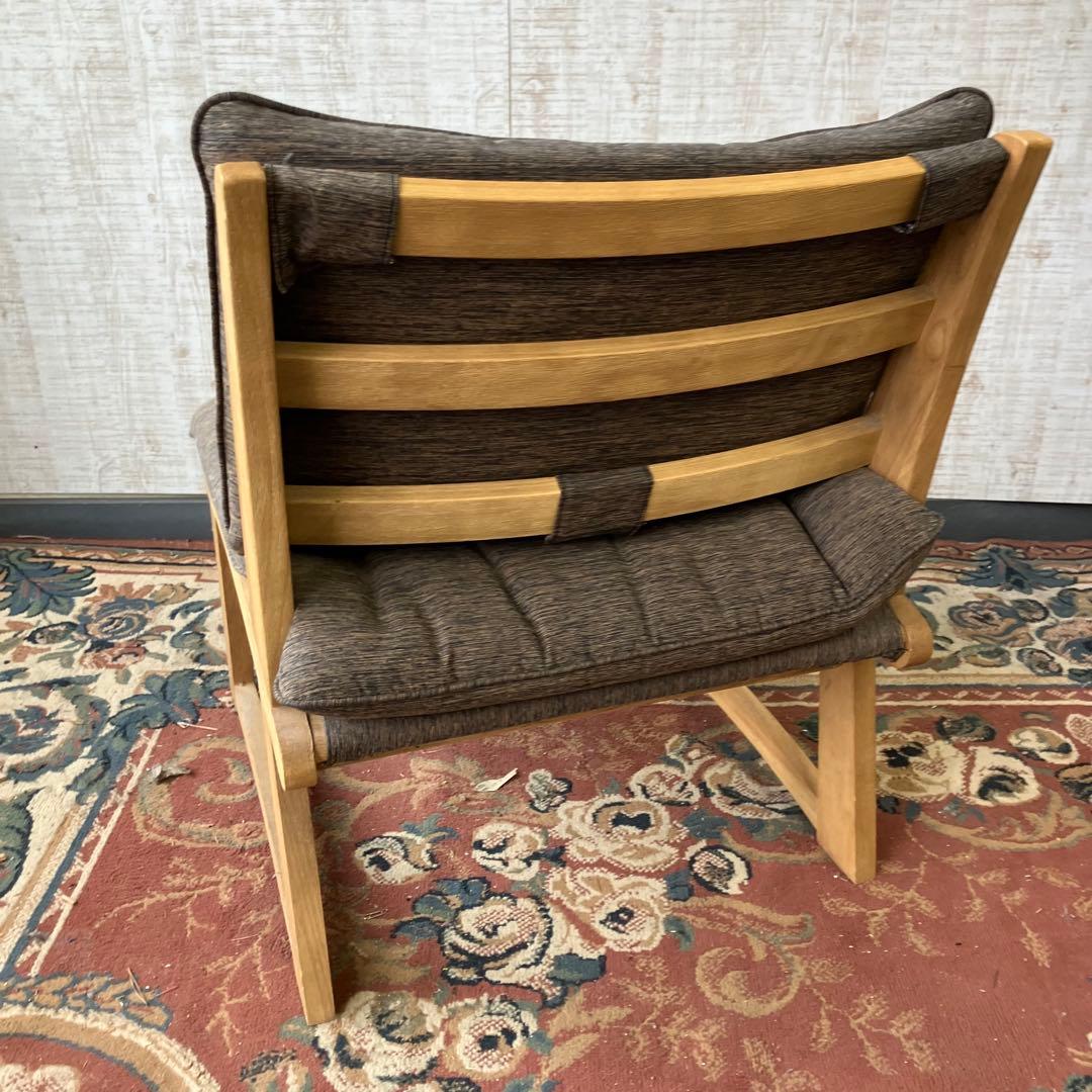 ① 北欧レトロ ミキモク 雅 木製フレーム アームレスチェア 一人掛けソファー