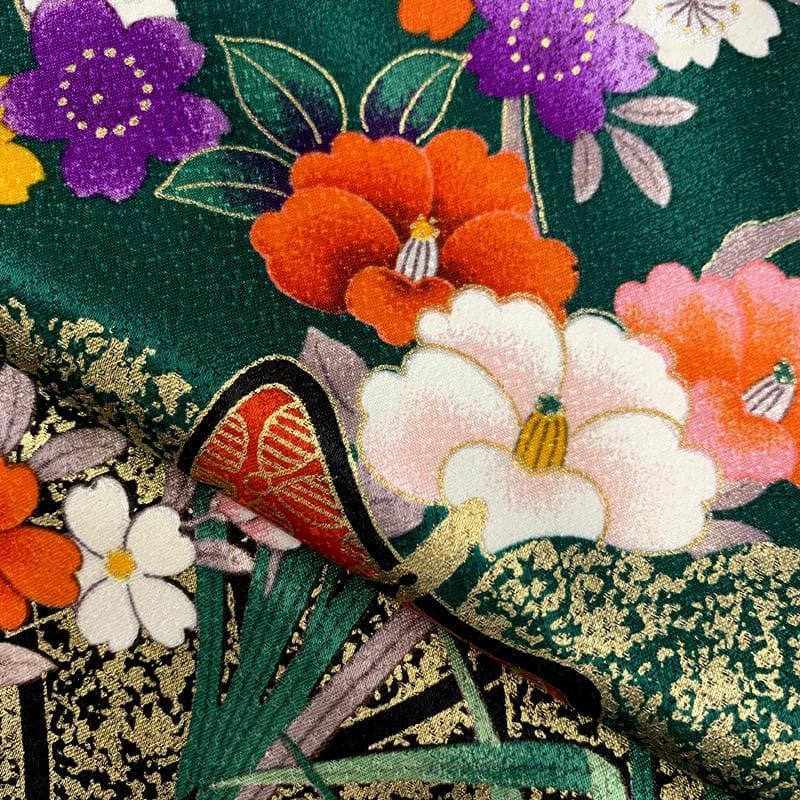 512ag25□七五三 七歳 女児 着物&袋帯&長襦袢 御所車 花文様□状態良好