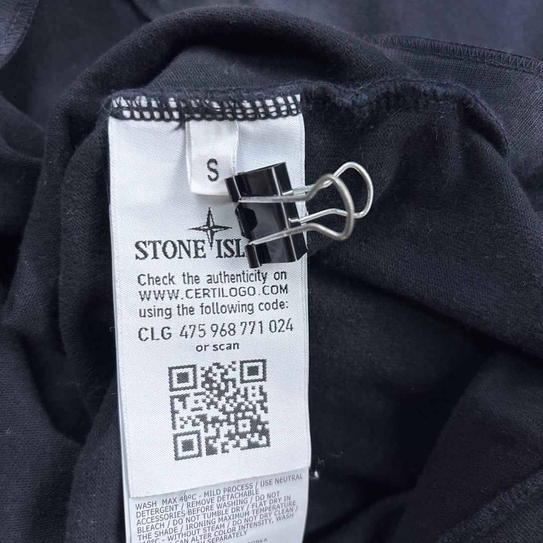 ストーンアイランド クルーネック 長袖 シャツ ワッペン ブラック黒 S