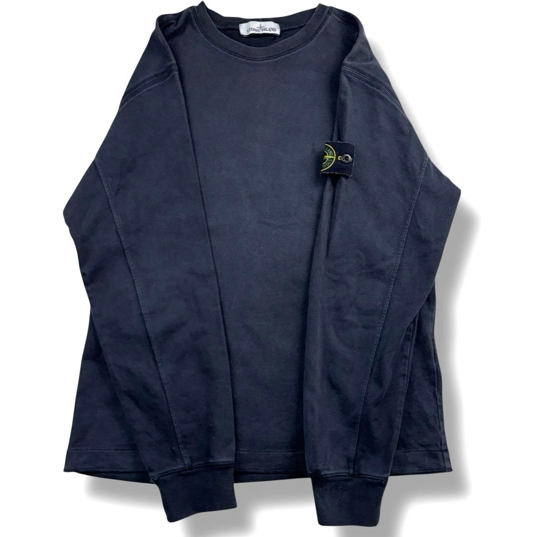 ストーンアイランド クルーネック 長袖 シャツ ワッペン ブラック黒 S