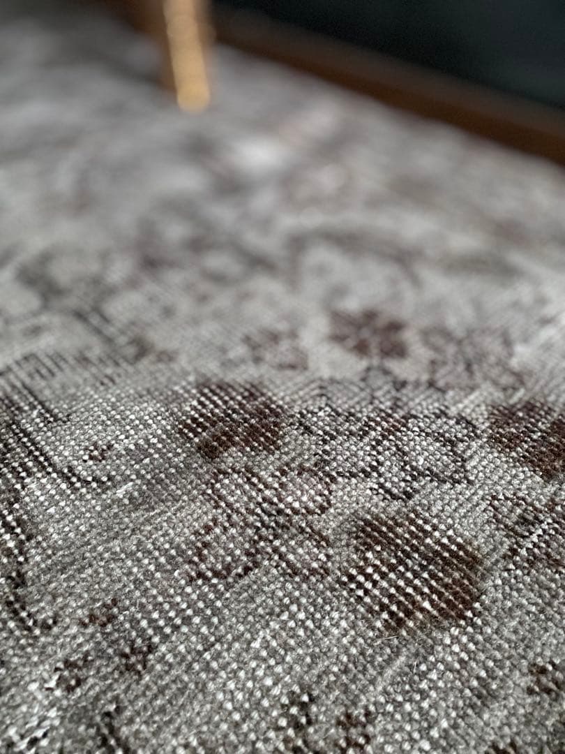 she　グレーオーバーダイ　ヴィンテージラグ　トルコラグ