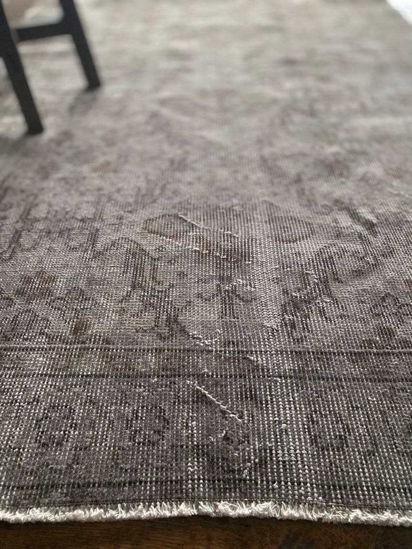 she　グレーオーバーダイ　ヴィンテージラグ　トルコラグ