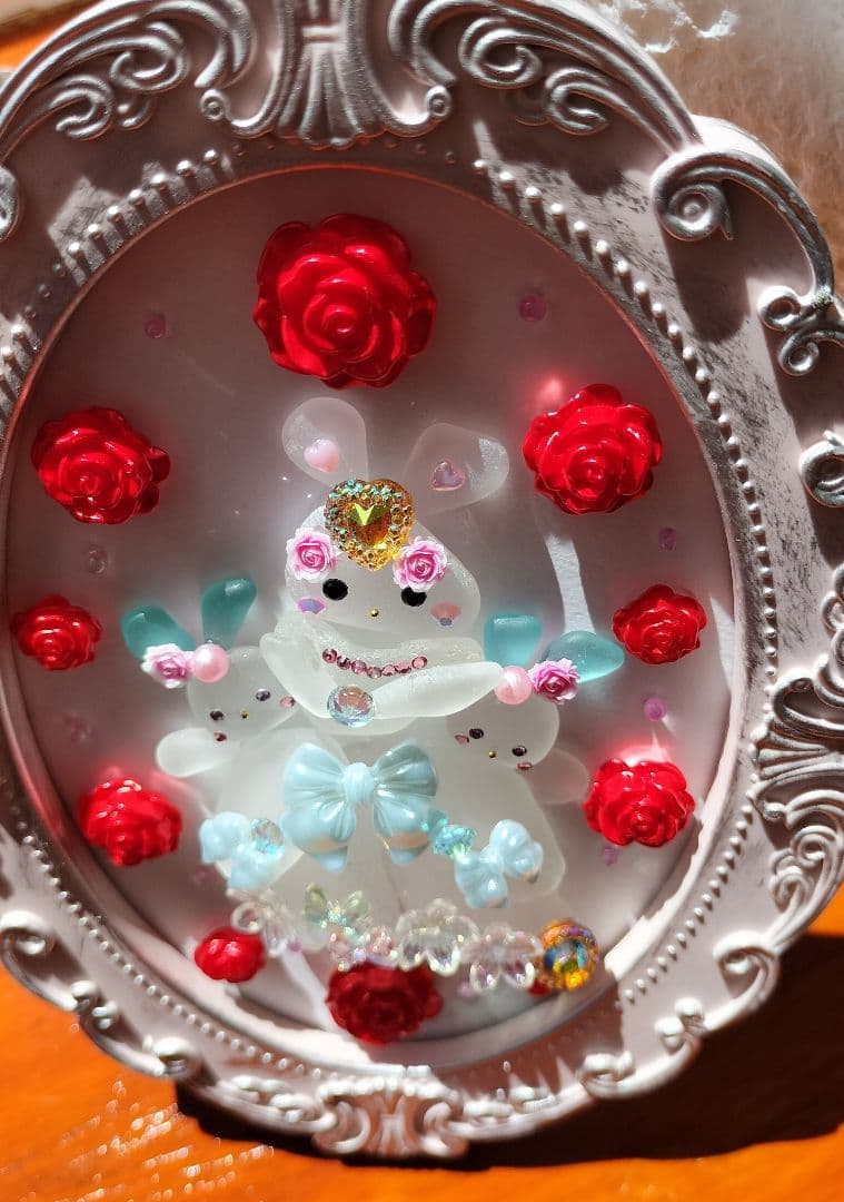 ❤️うさぎのお姫さま❤️赤い薔薇に囲まれて❤️シーグラスアート❤️