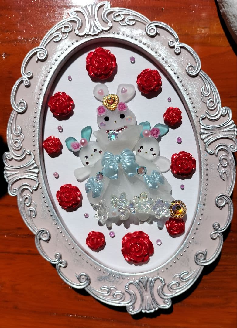 ❤️うさぎのお姫さま❤️赤い薔薇に囲まれて❤️シーグラスアート❤️