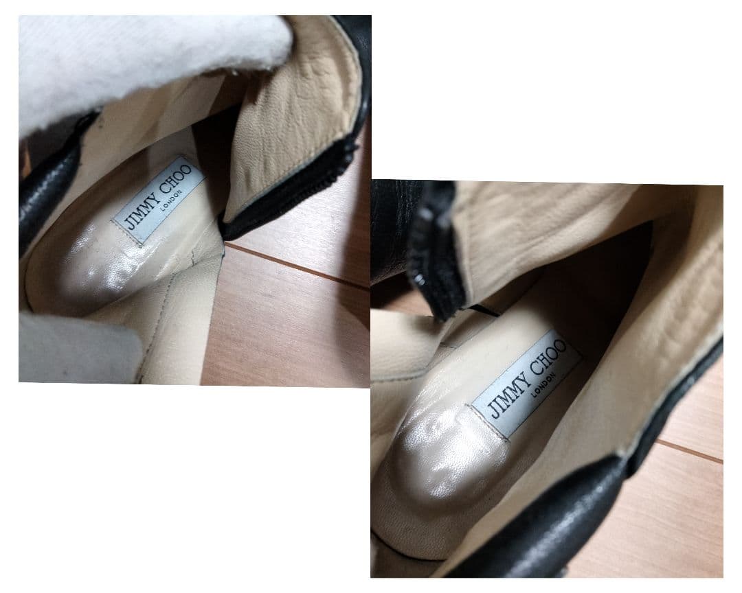 JIMMY CHOO ショートブーツ 36 チャンキー ミラーヒール レザー 黒