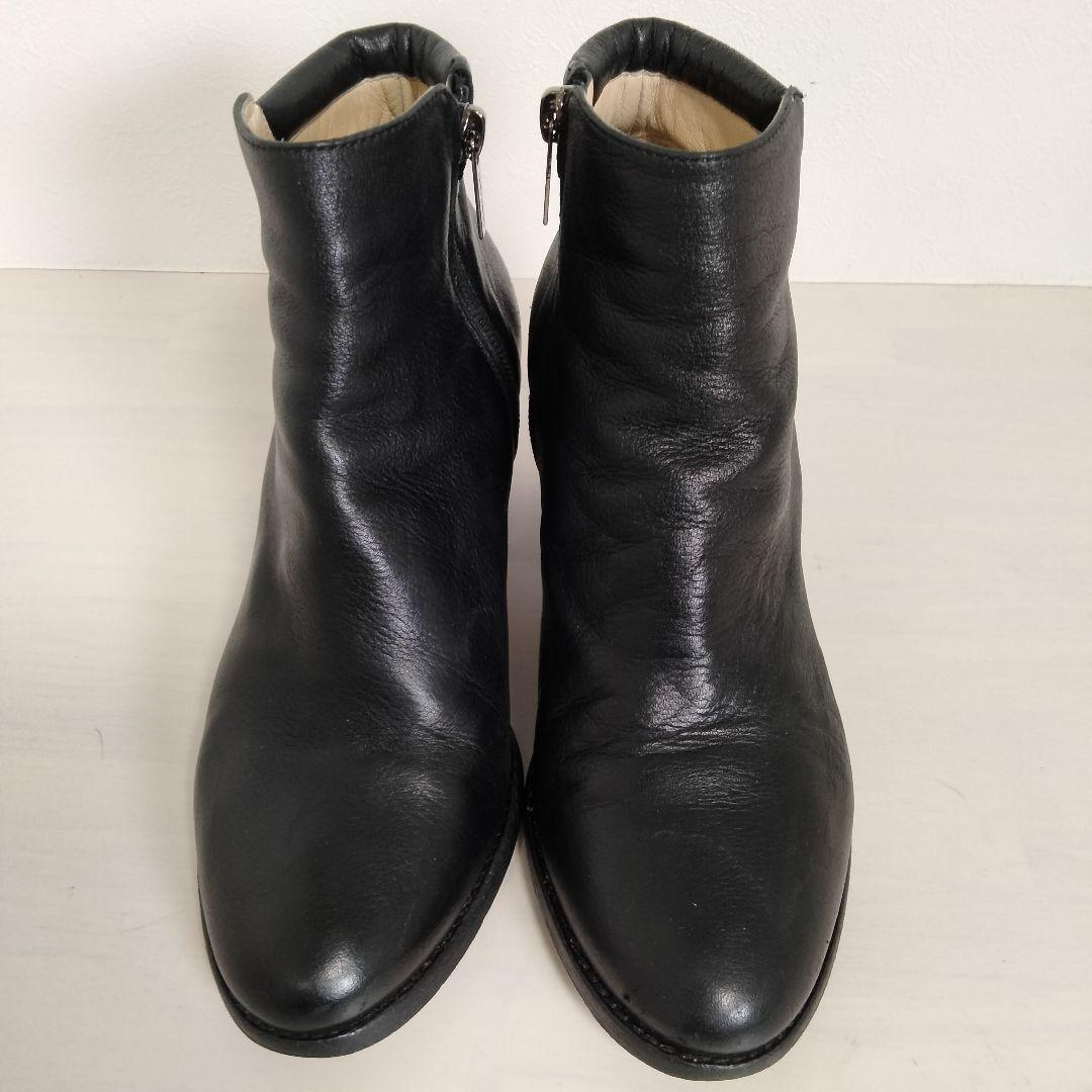 JIMMY CHOO ショートブーツ 36 チャンキー ミラーヒール レザー 黒