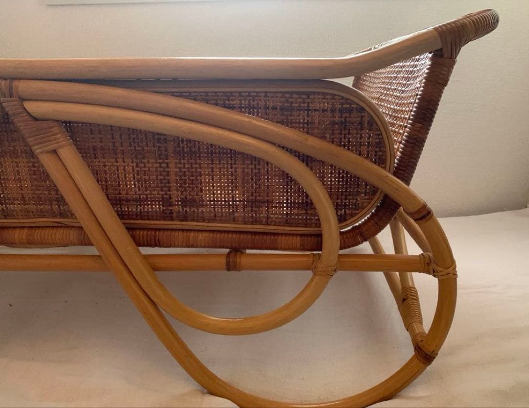 ベビーベッド籐ラタンゆりかご送料込ベビーベットクーファン