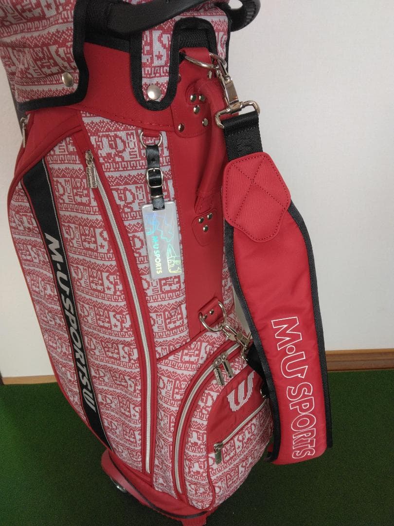 M.U SPORTS 赤 パターン入り キャディバッグ