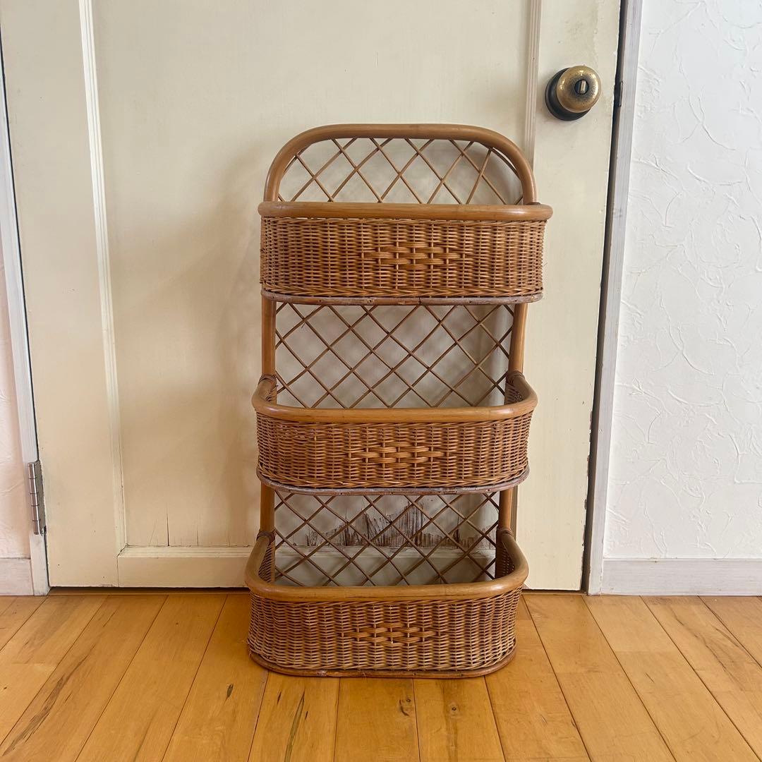 ☆アンティーク☆ ラタン　ラック　ボックス　マルチラック　バスケット　古道具